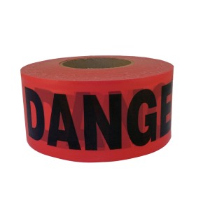 1000' Danger Barricade Tape, Red, 2 mil, Price per Box of 12 Rolls