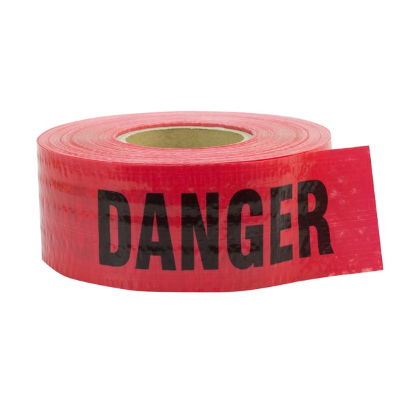 500' Reinforced Danger Barricade Tape, Red, 5 mil, Price per Box of 8 Rolls