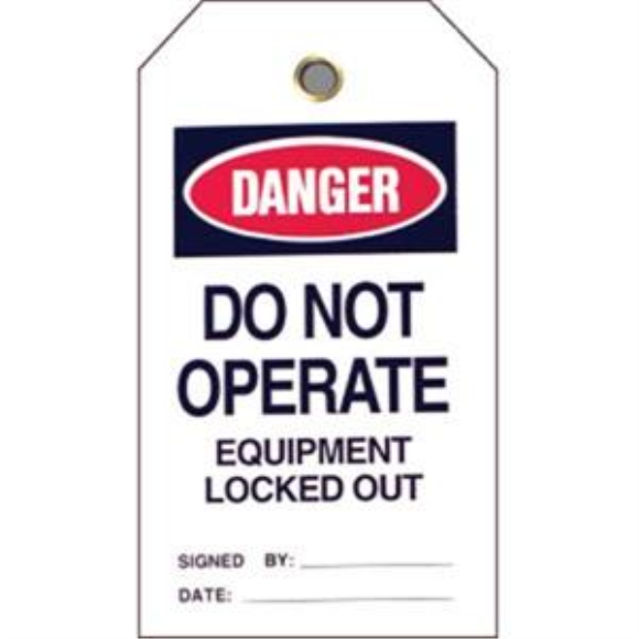 Brady Lockout Tags, Danger: "Do Not Operate...Place Photo Here", Economy Polyester, 5 3/4" x 3", Red/Black/White, 10/Pkg