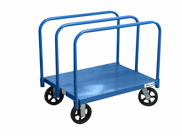 Steel Deck Panel Mover Cart - 8" Mold-on-rubber casters: 2 Rigid, 2 Swivel