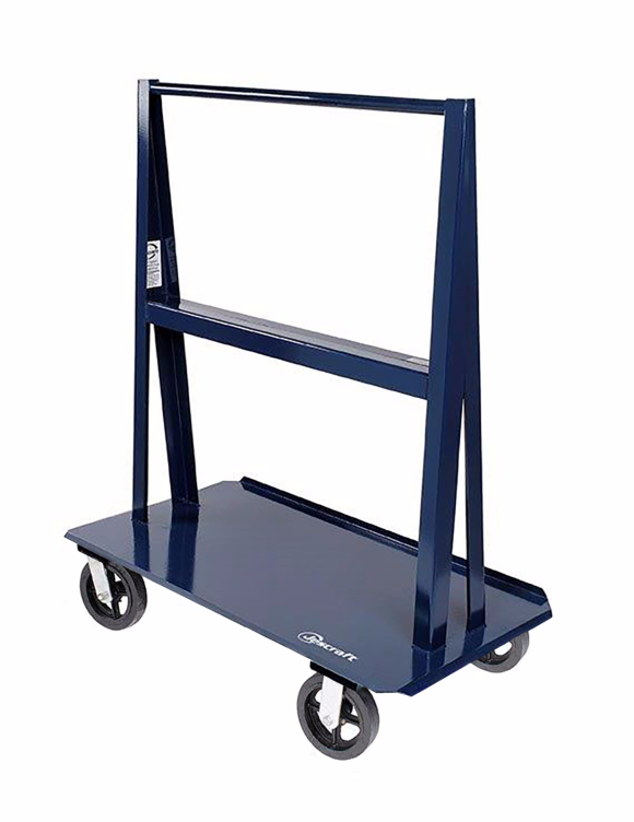"A" Frame Cart (60"L x 24"W) with Casters - 8" Mold-on-rubber casters: 2 Rigid, 2 Swivel