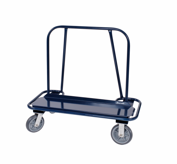 Commercial "Jumbo" Drywall Cart - Wrap-Around with Inset Back, 18" X 45" DECK W/ INSET BUMPER; 8" HPE CASTERS (2 RIGID / 2 SWIVEL)