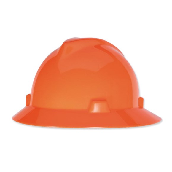 MSA V-Gard Slotted Hat w/ Fas-Trac Suspension, Hi-Vis Orange, 10021292MSA