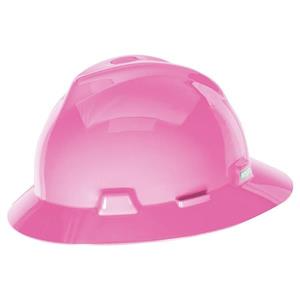MSA V-Gard Slotted Hat w/ Fas-Trac Suspension, Hot Pink, 10156373MSA