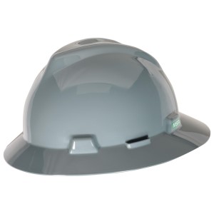 MSA V-Gard Slotted Hat w/ Fas-Trac Suspension, Gray, 475367MSA