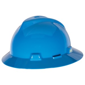 MSA V-Gard Slotted Hat w/ Fas-Trac Suspension, Blue, 475368MSA