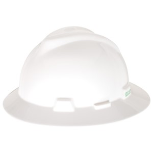 MSA V-Gard Slotted Hat w/ Fas-Trac Suspension, White, 475369MSA