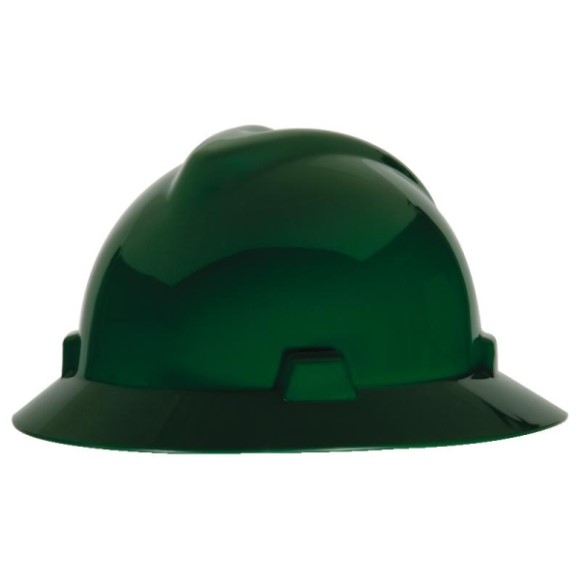 MSA V-Gard Slotted Hat w/ Fas-Trac Suspension, Green, 475370MSA
