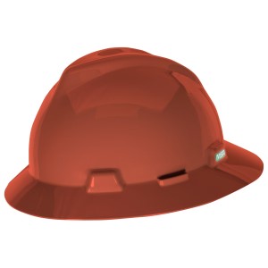 MSA V-Gard Slotted Hat w/ Fas-Trac Suspension, Red, 475371MSA