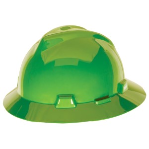 MSA V-Gard Slotted Hat w/ Fas-Trac Suspension, Bright Lime Green, 815570MSA