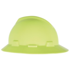 MSA V-Gard Slotted Hat w/ Fas-Trac Suspension, Hi-Vis Yellow Green, 10061515MSA