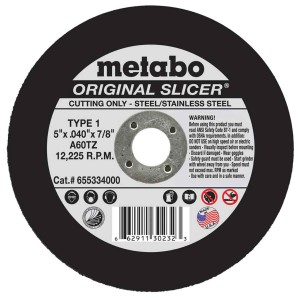 Cutting Wheel, Metabo, 655334000, 5"x .040" with 7/8" Arbor, Price per Box of 50