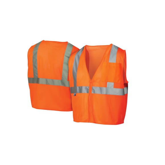Pyramex Safety - Safety Vest - Hi-Vis Orange - Size Medium, Pricer per Box of 5